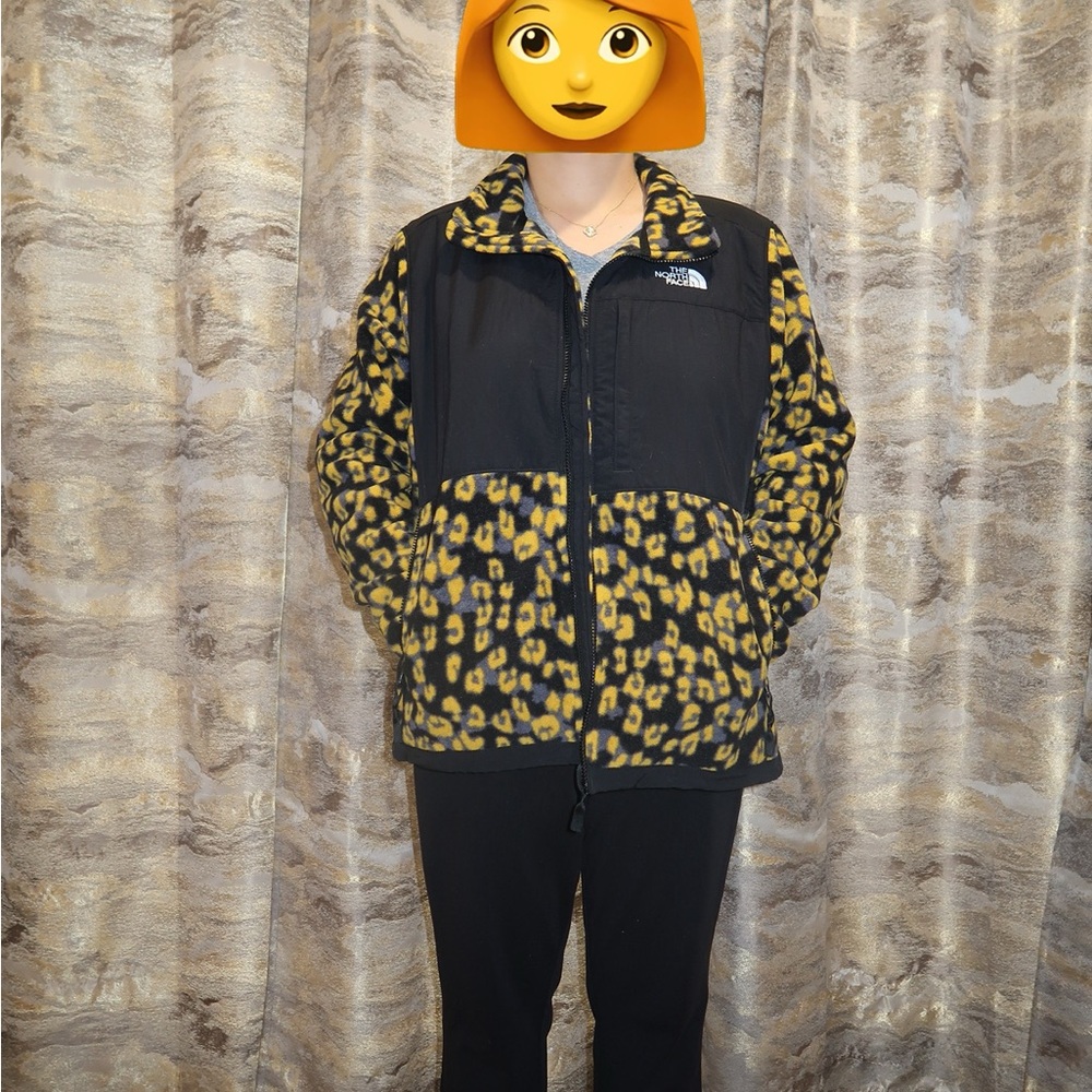 The North Face Denali 2 Black and Gold Leopard Patterned Jacket